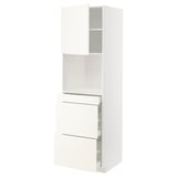 METOD / MAXIMERA High cab f micro w door/3 drawers, white/Vallstena white, 60x60x200 cm
