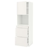 METOD / MAXIMERA High cab f micro w door/3 drawers, white/Veddinge white, 60x60x200 cm