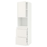 METOD / MAXIMERA High cab f micro w door/3 drawers, white/Veddinge white, 60x60x220 cm