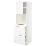 METOD / MAXIMERA High cab f micro w door/3 drawers, white/Voxtorp high-gloss/white, 60x60x200 cm