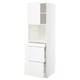 METOD / MAXIMERA High cab f micro w door/3 drawers, white/Voxtorp high-gloss/white, 60x60x200 cm