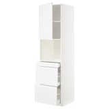 METOD / MAXIMERA High cab f micro w door/3 drawers, white/Voxtorp high-gloss/white, 60x60x220 cm