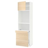 METOD / MAXIMERA High cab w pull-out storage/1 door, white/Askersund light ash effect, 60x41x200 cm