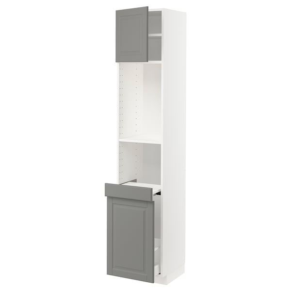 METOD / MAXIMERA High cab w pull-out storage/1 door, white/Bodbyn grey, 40x41x200 cm
