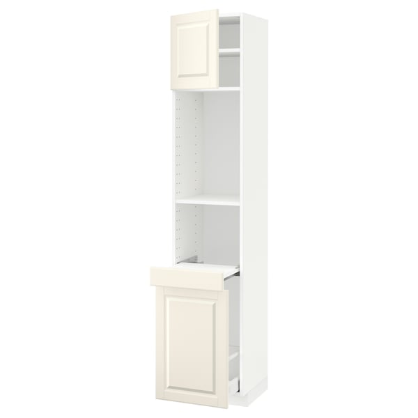 METOD / MAXIMERA High cab w pull-out storage/1 door, white/Bodbyn off-white, 40x41x200 cm