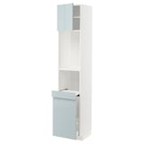 METOD / MAXIMERA High cab w pull-out storage/1 door, white/Kallarp light grey-blue, 40x41x200 cm