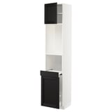 METOD / MAXIMERA High cab w pull-out storage/1 door, white/Lerhyttan black stained, 40x41x200 cm