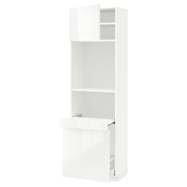METOD / MAXIMERA High cab w pull-out storage/1 door, white/Ringhult white, 60x41x200 cm
