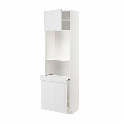 METOD / MAXIMERA High cab w pull-out storage/1 door, white/Stensund white, 60x41x200 cm