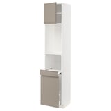 METOD / MAXIMERA High cab w pull-out storage/1 door, white/Upplöv matt dark beige, 40x41x200 cm