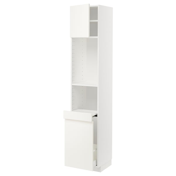 METOD / MAXIMERA High cab w pull-out storage/1 door, white/Vallstena white, 40x41x200 cm
