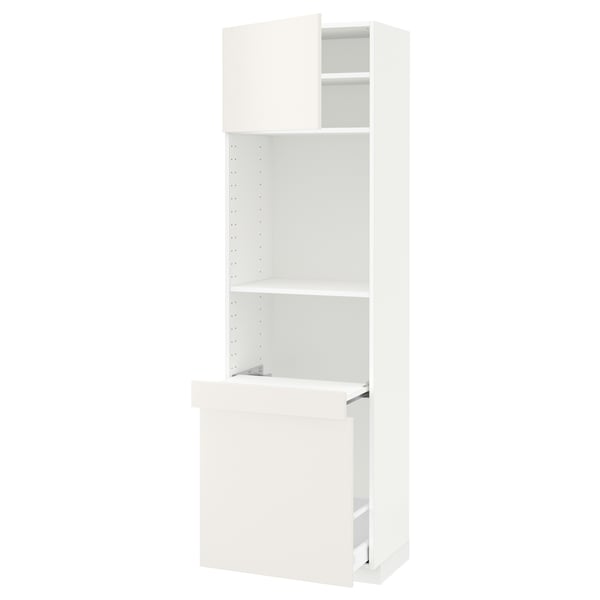 METOD / MAXIMERA High cab w pull-out storage/1 door, white/Veddinge white, 60x41x200 cm