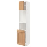 METOD / MAXIMERA High cab w pull-out storage/1 door, white/Vedhamn oak, 40x41x200 cm