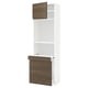 METOD / MAXIMERA High cab w pull-out storage/1 door, white/Voxtorp walnut effect, 60x41x200 cm