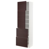 METOD / MAXIMERA High cabinet w 2 doors+2 drawers, white Askersund/dark brown ash effect, 60x41x200 cm