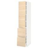METOD / MAXIMERA High cabinet w 2 doors+2 drawers, white/Askersund light ash effect, 40x60x200 cm