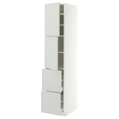 METOD / MAXIMERA High cabinet w 2 doors+2 drawers, white/Aspudden light grey, 40x60x200 cm