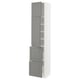 METOD / MAXIMERA High cabinet w 2 doors+2 drawers, white/Bodbyn grey, 40x41x200 cm