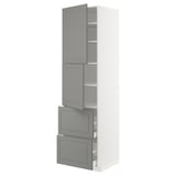 METOD / MAXIMERA High cabinet w 2 doors+2 drawers, white/Bodbyn grey, 60x60x220 cm