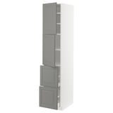 METOD / MAXIMERA High cabinet w 2 doors+2 drawers, white/Bodbyn grey, 40x60x200 cm