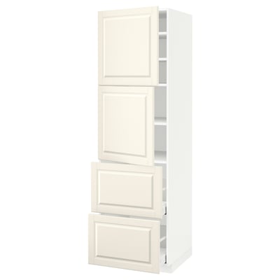 METOD / MAXIMERA High cabinet w 2 doors+2 drawers, white/Bodbyn off-white, 60x60x200 cm