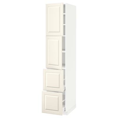 METOD / MAXIMERA High cabinet w 2 doors+2 drawers, white/Bodbyn off-white, 40x60x200 cm