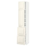 METOD / MAXIMERA High cabinet w 2 doors+2 drawers, white/Bodbyn off-white, 40x41x200 cm