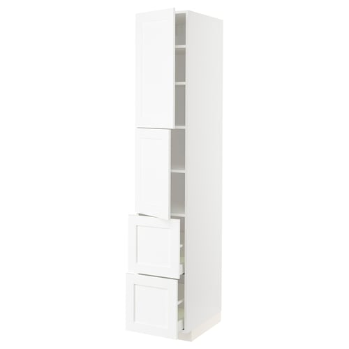 White METOD kitchen cabinet, sleek design with adjustable shelves and drawers, modern and stylish.