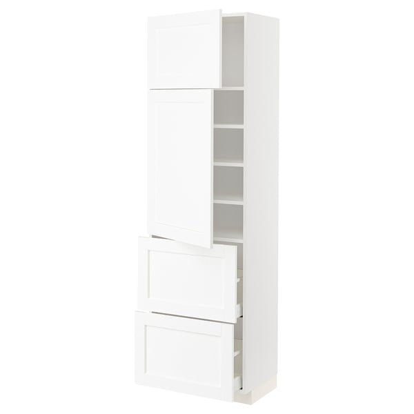 METOD / MAXIMERA High cabinet w 2 doors+2 drawers, white Enköping/white wood effect, 60x41x200 cm