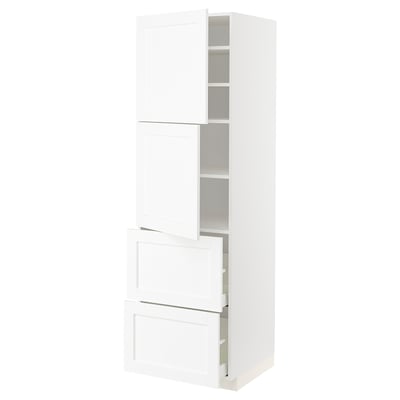 METOD / MAXIMERA High cabinet w 2 doors+2 drawers, white Enköping/white wood effect, 60x60x200 cm