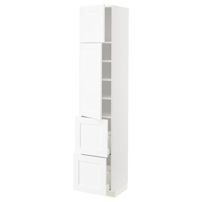 METOD / MAXIMERA High cabinet w 2 doors+2 drawers, white Enköping/white wood effect, 40x41x200 cm