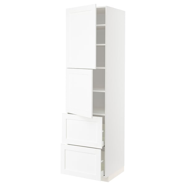 METOD / MAXIMERA High cabinet w 2 doors+2 drawers, white Enköping/white wood effect, 60x60x220 cm