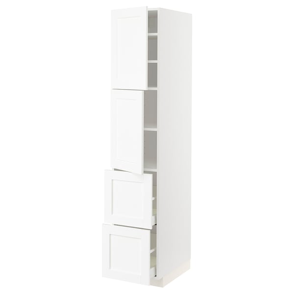 METOD / MAXIMERA High cabinet w 2 doors+2 drawers, white Enköping/white wood effect, 40x60x200 cm