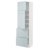 METOD / MAXIMERA High cabinet w 2 doors+2 drawers, white/Kallarp light grey-blue, 60x41x200 cm