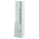 METOD / MAXIMERA High cabinet w 2 doors+2 drawers, white/Kallarp light grey-blue, 40x41x200 cm