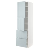 METOD / MAXIMERA High cabinet w 2 doors+2 drawers, white/Kallarp light grey-blue, 60x60x220 cm