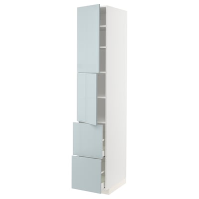 METOD / MAXIMERA High cabinet w 2 doors+2 drawers, white/Kallarp light grey-blue, 40x60x220 cm