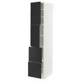 METOD / MAXIMERA High cabinet w 2 doors+2 drawers, white/Nickebo matt anthracite, 40x60x200 cm