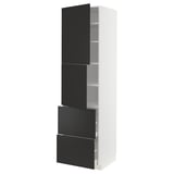 METOD / MAXIMERA High cabinet w 2 doors+2 drawers, white/Nickebo matt anthracite, 60x60x220 cm