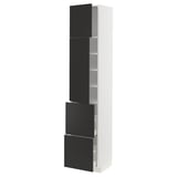 METOD / MAXIMERA High cabinet w 2 doors+2 drawers, white/Nickebo matt anthracite, 40x41x200 cm