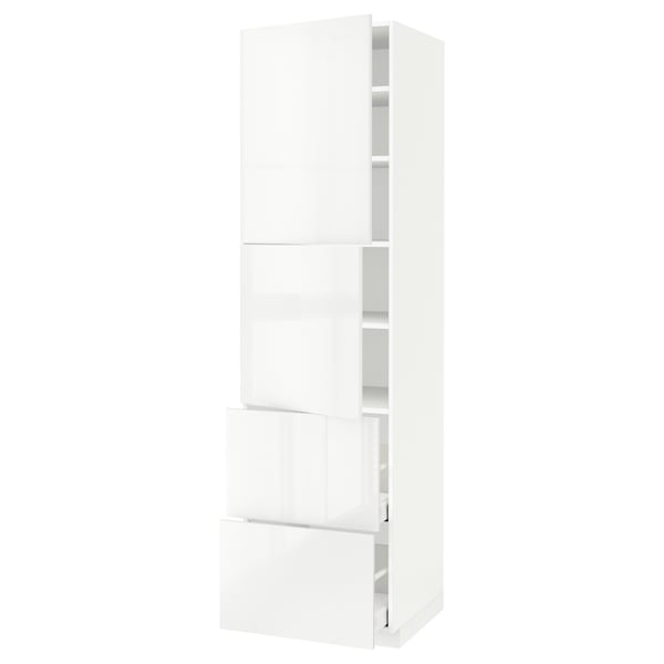 METOD / MAXIMERA High cabinet w 2 doors+2 drawers, white/Ringhult white, 60x60x220 cm
