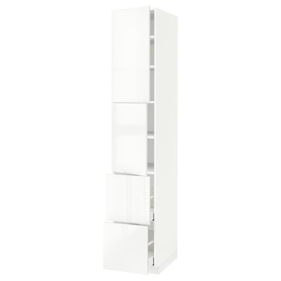 METOD / MAXIMERA High cabinet w 2 doors+2 drawers, white/Ringhult white, 40x60x220 cm