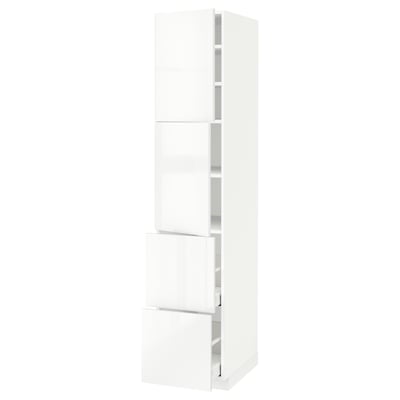 METOD / MAXIMERA High cabinet w 2 doors+2 drawers, white/Ringhult white, 40x60x200 cm