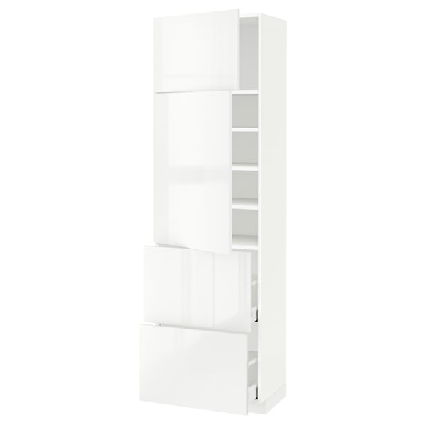 METOD / MAXIMERA High cabinet w 2 doors+2 drawers, white/Ringhult white, 60x41x200 cm