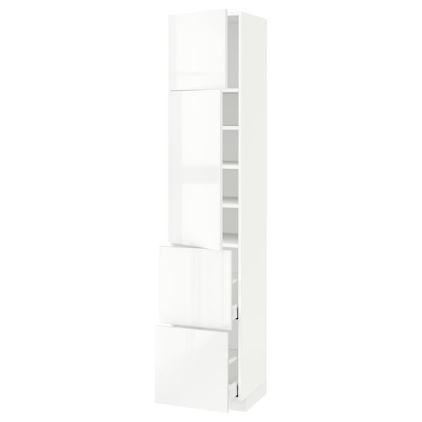METOD / MAXIMERA High cabinet w 2 doors+2 drawers, white/Ringhult white, 40x41x200 cm