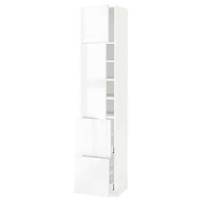 METOD / MAXIMERA High cabinet w 2 doors+2 drawers, white/Ringhult white, 40x41x200 cm