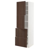 METOD / MAXIMERA High cabinet w 2 doors+2 drawers, white/Sinarp brown, 60x60x200 cm