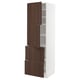 METOD / MAXIMERA High cabinet w 2 doors+2 drawers, white/Sinarp brown, 60x60x200 cm