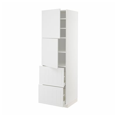 METOD / MAXIMERA High cabinet w 2 doors+2 drawers, white/Stensund white, 60x60x200 cm