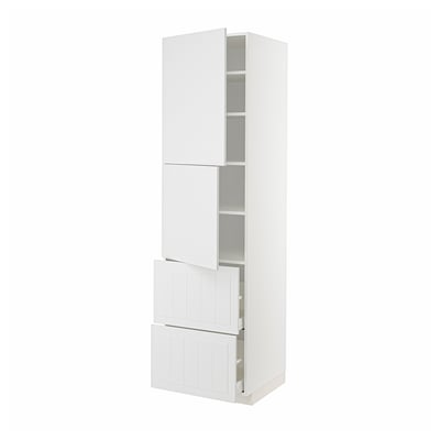 METOD / MAXIMERA High cabinet w 2 doors+2 drawers, white/Stensund white, 60x60x220 cm